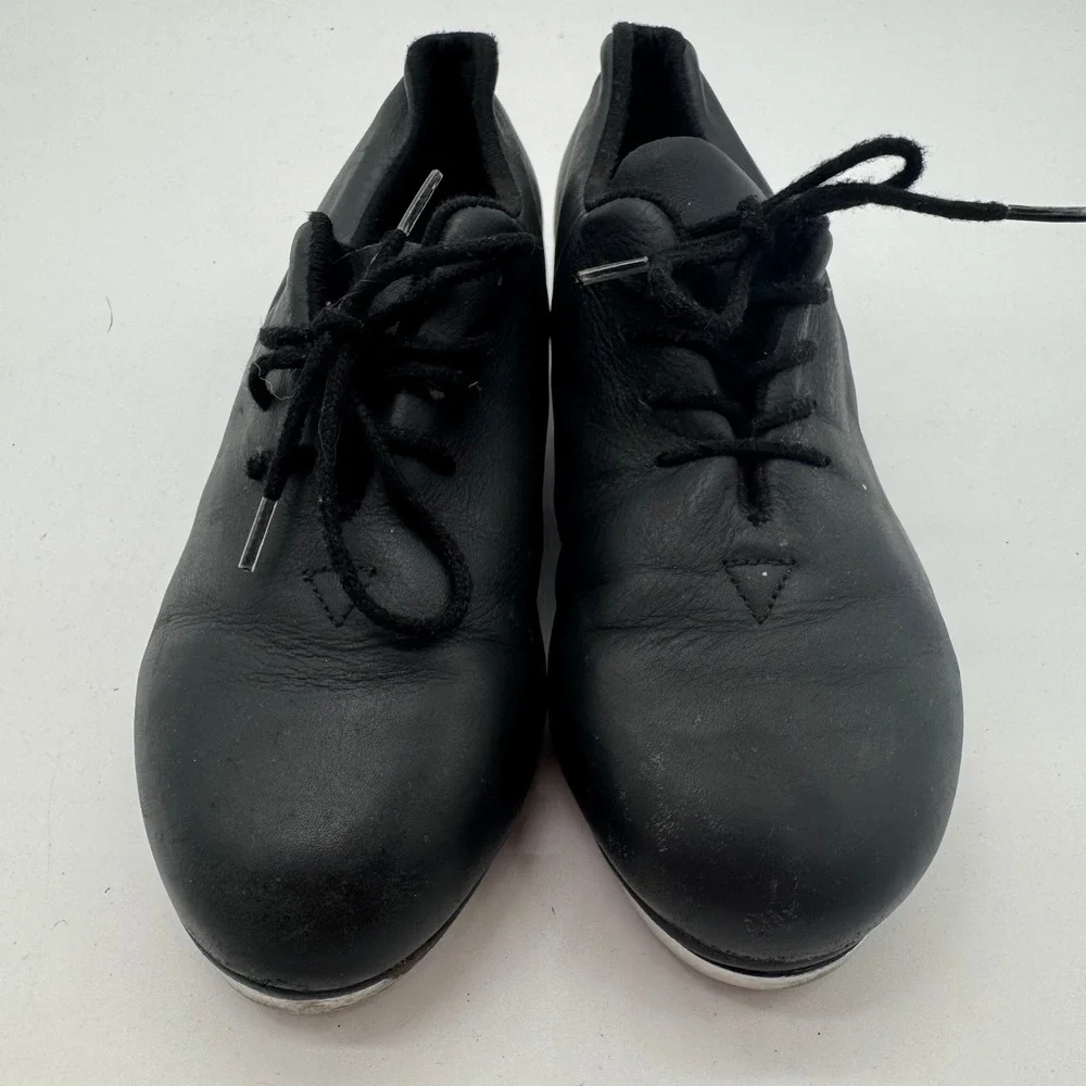 Bloch Shockwave Black Leather Lace Up Tap Shoes Kids Size 1.5 Dance Performance
